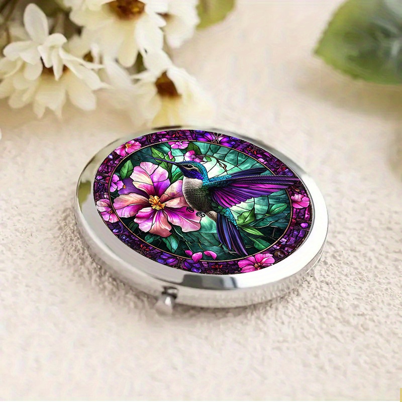 2D Flat Portable Makeup Mirror Handheld Folding Round Mirror