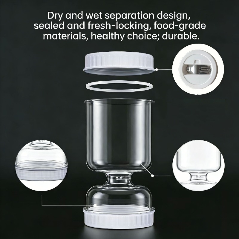 2pcs 1 Jar + 1 Fork Pickle Jar With Fork, Dry And Wet Pickle Jar, Pickle And Olive Container, Food Storage Jar