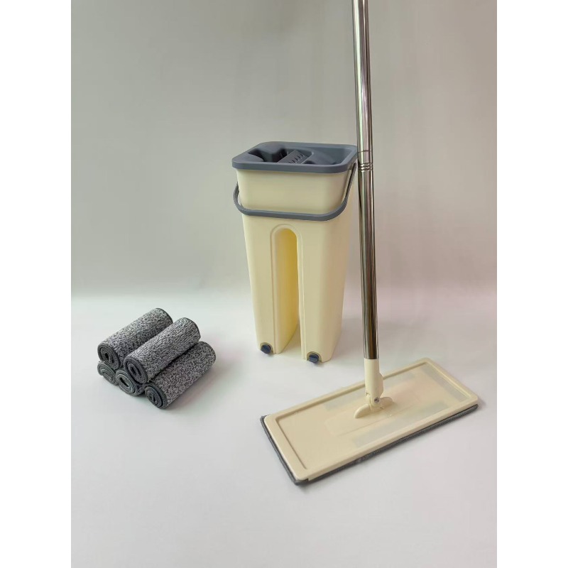 E-shop 7-teiliges Haushalts-Wischmopp-Set inklusive 5 austauschbaren Mikrofasertüchern! 360° flexibler Flachmopp, geeignet für Trocken- Nassreinigung,