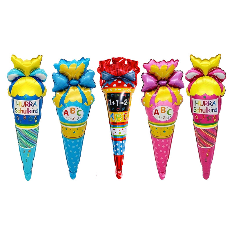Image of 5/10pcs Back To School Decoration Balloons Cartoon Ice Cream Shape Balloons Back To Film Balloons, Back To School Decoration Layout Balloons, Event Party Background Wall Layout