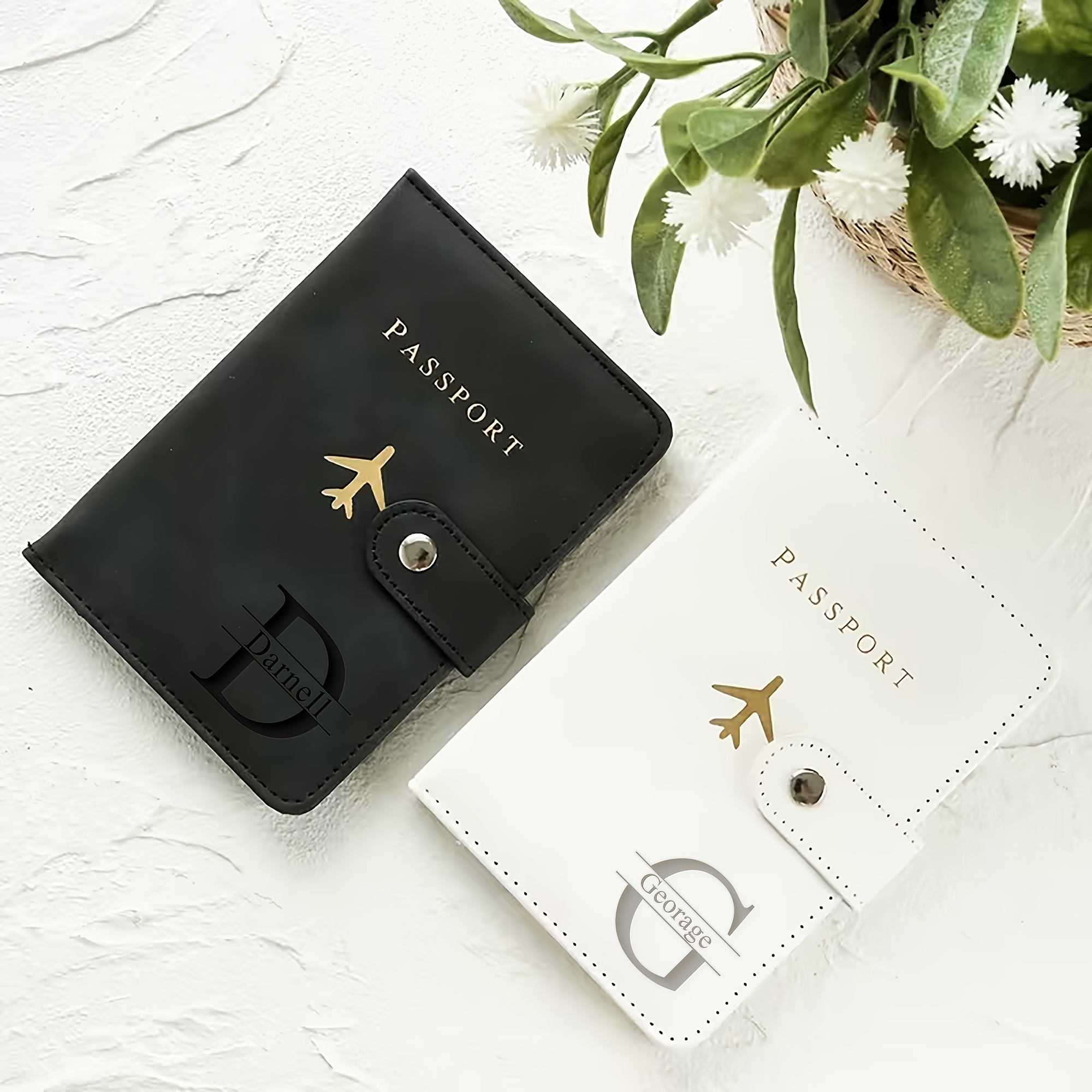 TEMU Custom Letter Passport Holder Luggage Tag Set - Self- Name Passport Holder, Protective Cover, Boarding Pass Holder, Passport Cover, Demagnetized