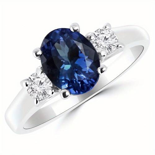2 00 ctw lab oval blue sapphire and diamond engagement ring in 14kt golden