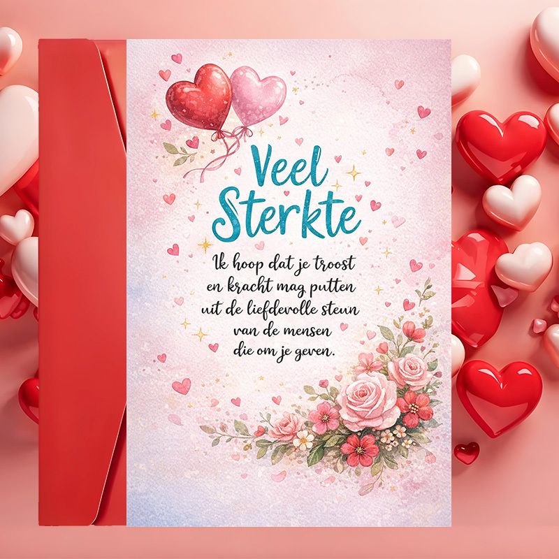 TEMU 2pcs (one Envelope And 1 Greeting Card)sympathy And Encouragement Greeting Card With Heart Balloons And Perfect For Sending Love And Support
