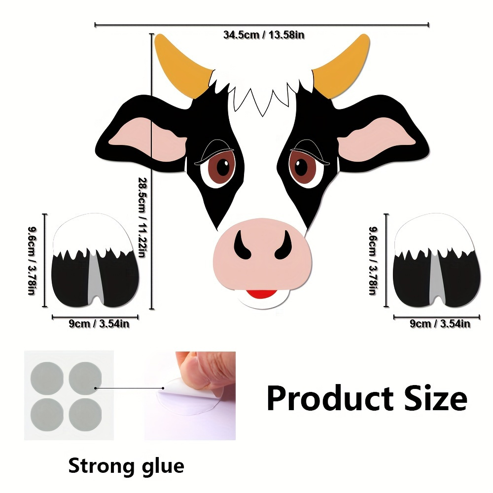 TEMU 【2D Plat】 [2D Plat] 2D 1pc 27.94Cm Clôture Décorative Thème Vache Peekaboo Décoration Panneau PVC Épaissi Clôture Vache Ferme Animal Cour Rurale