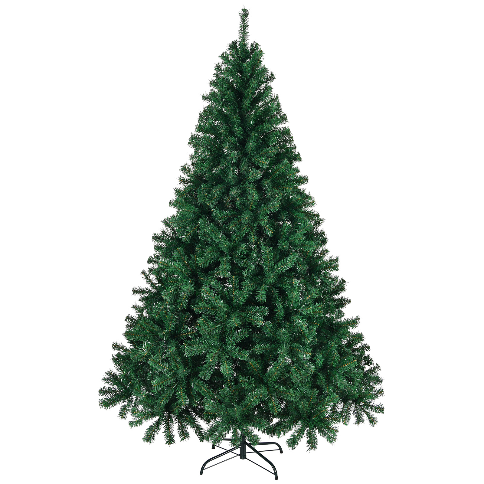 TEMU Árbol de Navidad artificial MOTOOS de 7 pies, pino de Navidad sin luces con 850 puntas de y base de metal resistente para decoración de oficina,