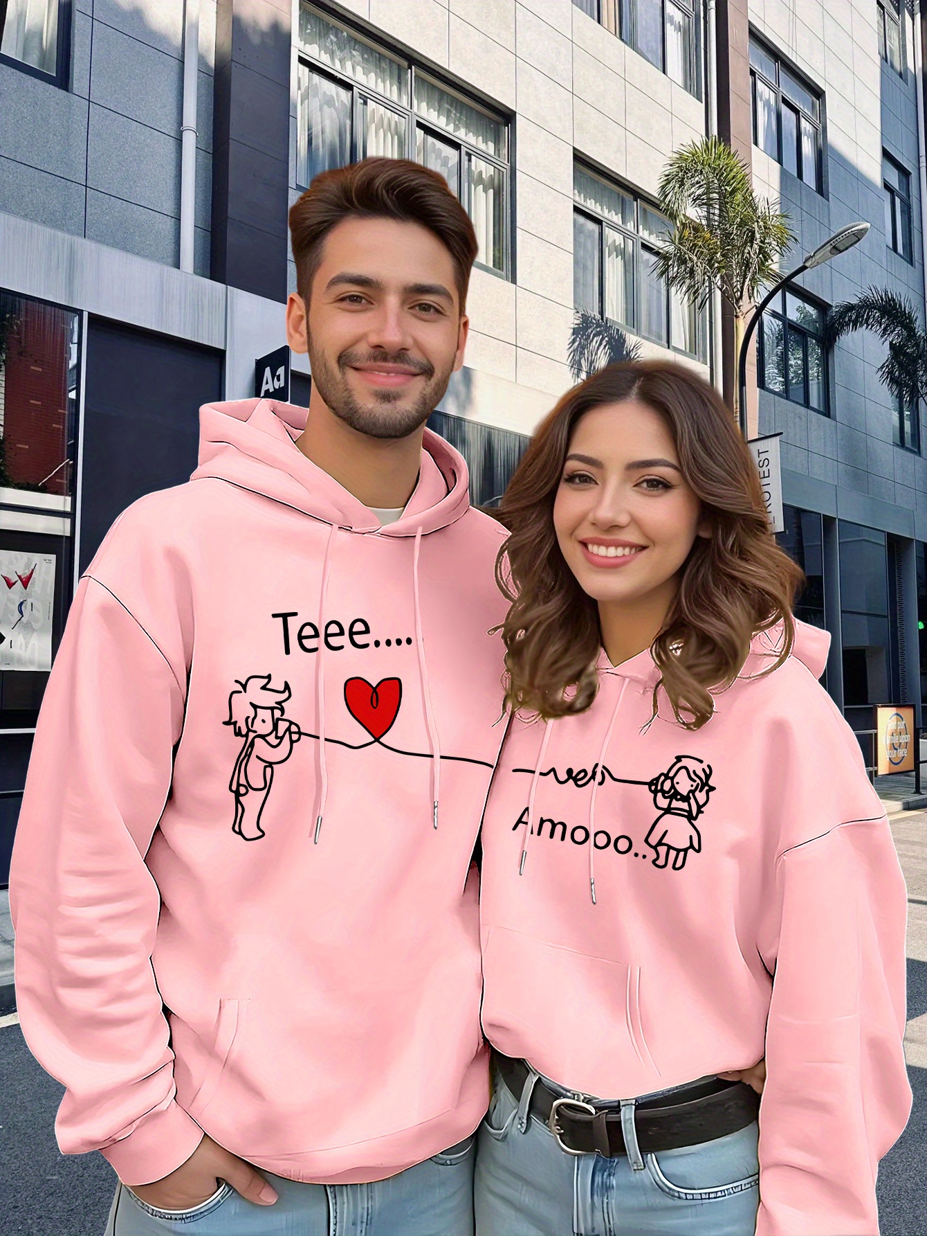 2025 couples thickened hooded sweatshirts for autumn and winter ins same style geometric   design loose coat unisex cp outfit