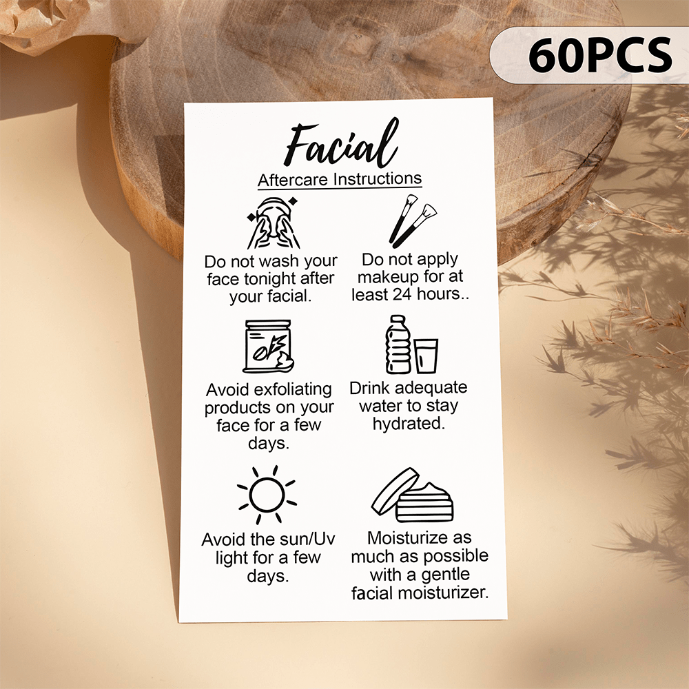TEMU 60pcs, Facial | After- Care Cards, Facial Care Cards, Customer Cards