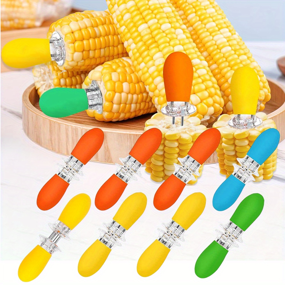 

Corn Holders Stainless Steel Corn Cob Holders Interlocking Double Bbq Fork Skewers For Parties Camping Kitchen Gadgets