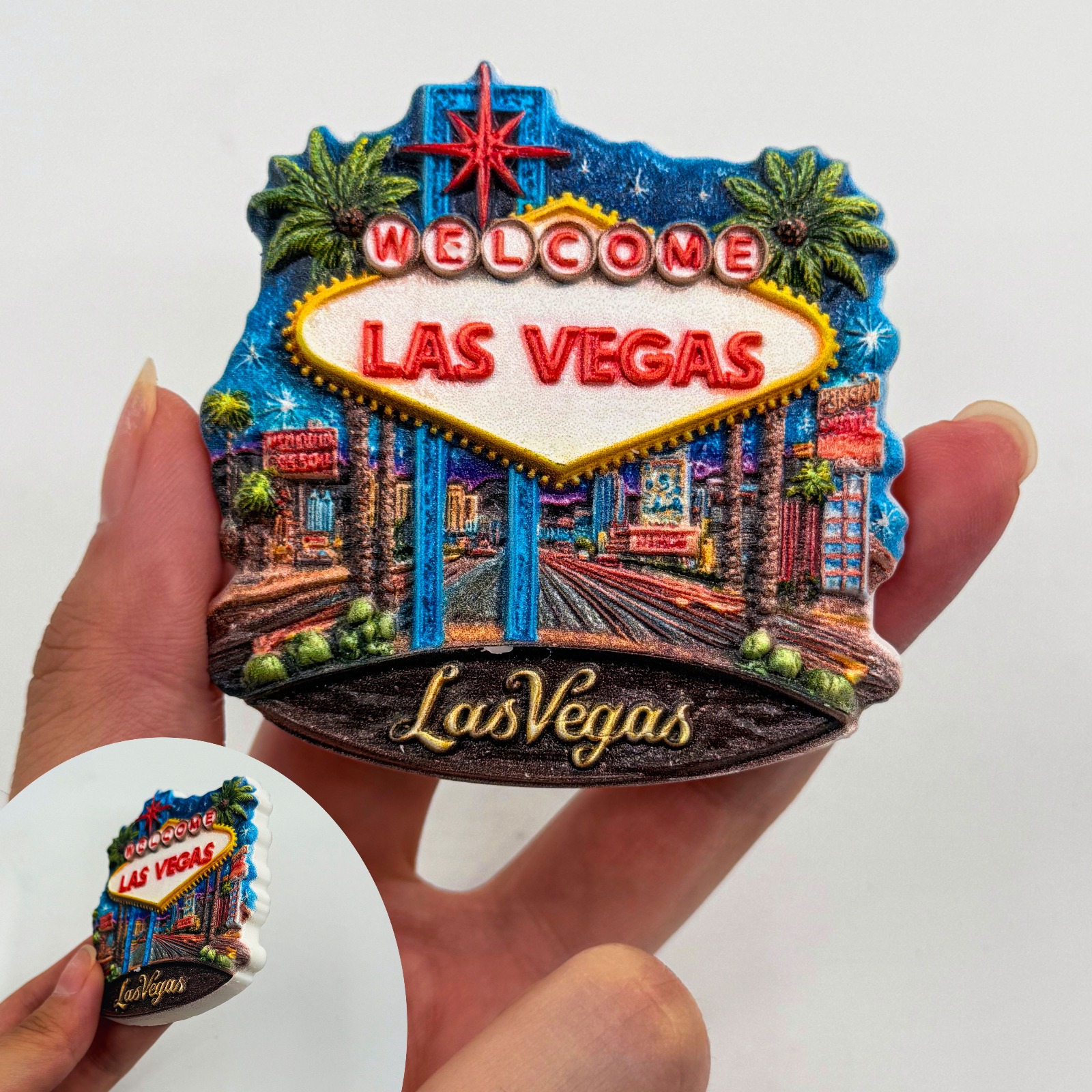 TEMU 1 Las Vegas Fridge Magnet, "," 3d Embossed Resin Craft, Decoration, Exquisite 3d Magnetic Pvc Fridge Magnet