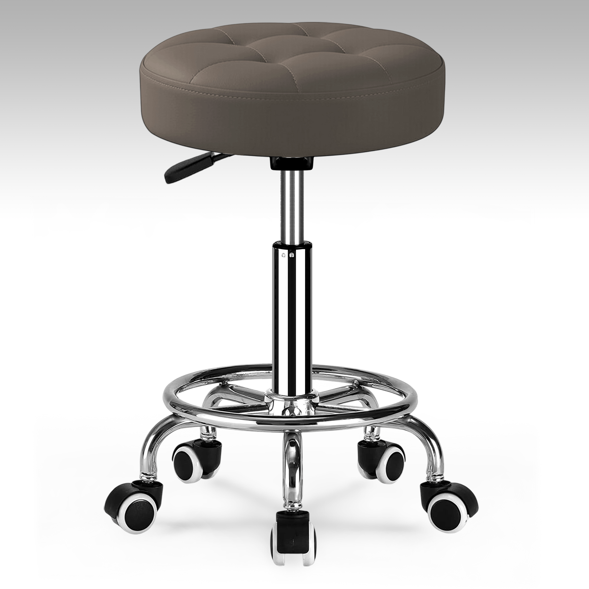 ergonomischer rollhocker mit drehfunktion und rollen - höhenverstellbar, für friseure, tattoo- , büro, nagelstudio,   und kücheninsel - einfache montage, runde form