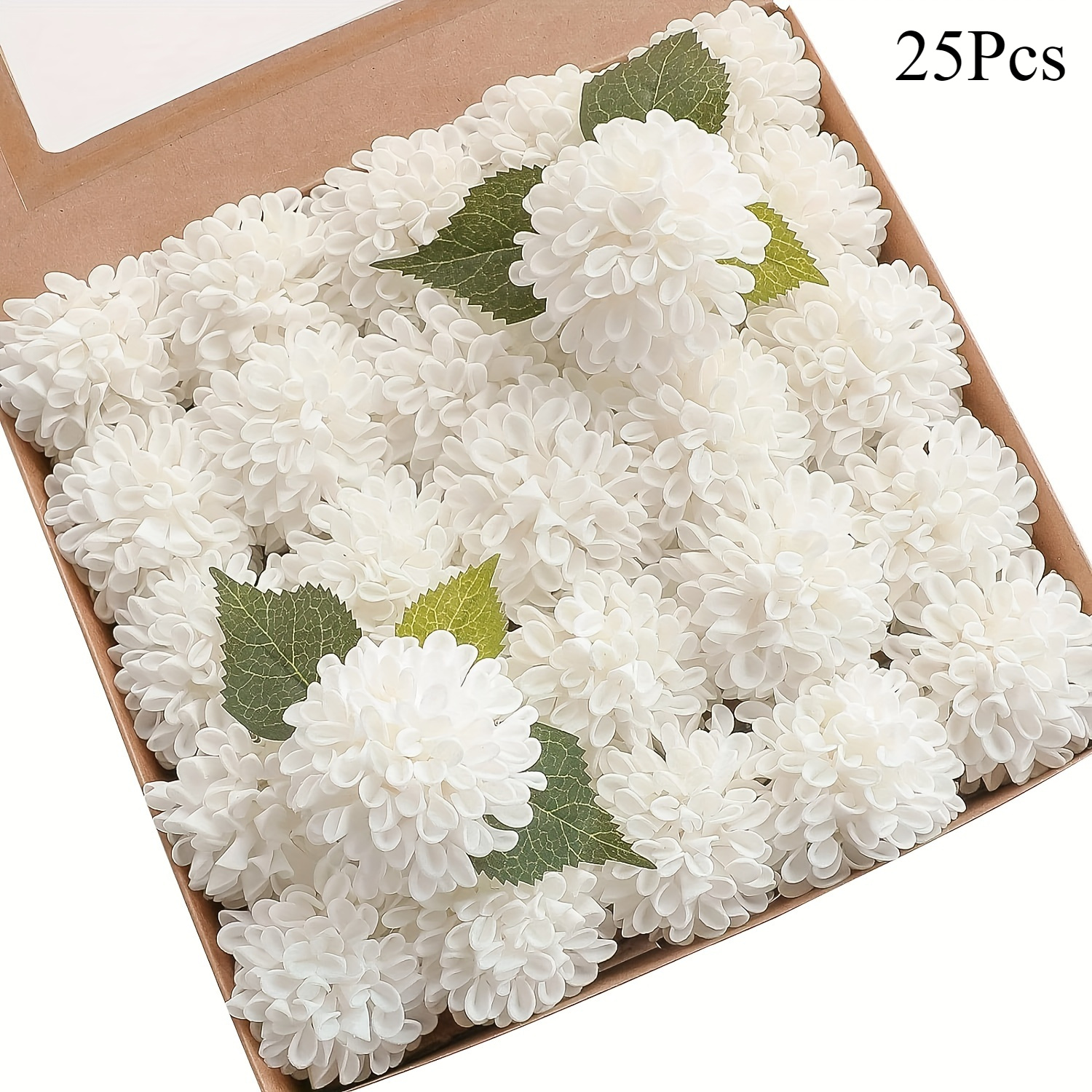 25 unidades de bolas de crisantemo de dalia de espuma artificial blanca para centro de mesa de boda DIY, decoraciones de fiesta