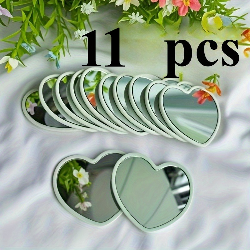 11 Heart-Shaped Portable Mirrors in 3 Color Options, Easy Glass Makeup Mirror