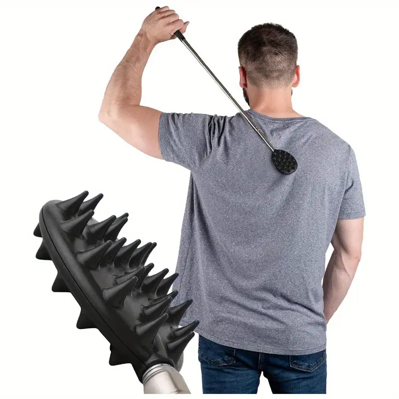 1pc telescopic cactus back scratcher with extendable one hand stick black handle portable cactus design relax tool for men women back massager mens worry durable construction Product details 0