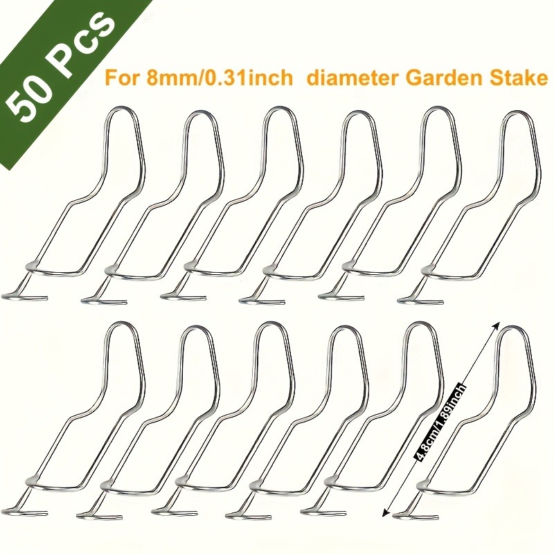 E-shop [Pflanzenstützclips] 50 Stück leichte, kunststoffbeschichtete Stahl-Gartenspalierverbinder | Klassische bodenmontierte Pflanzenstützclips für