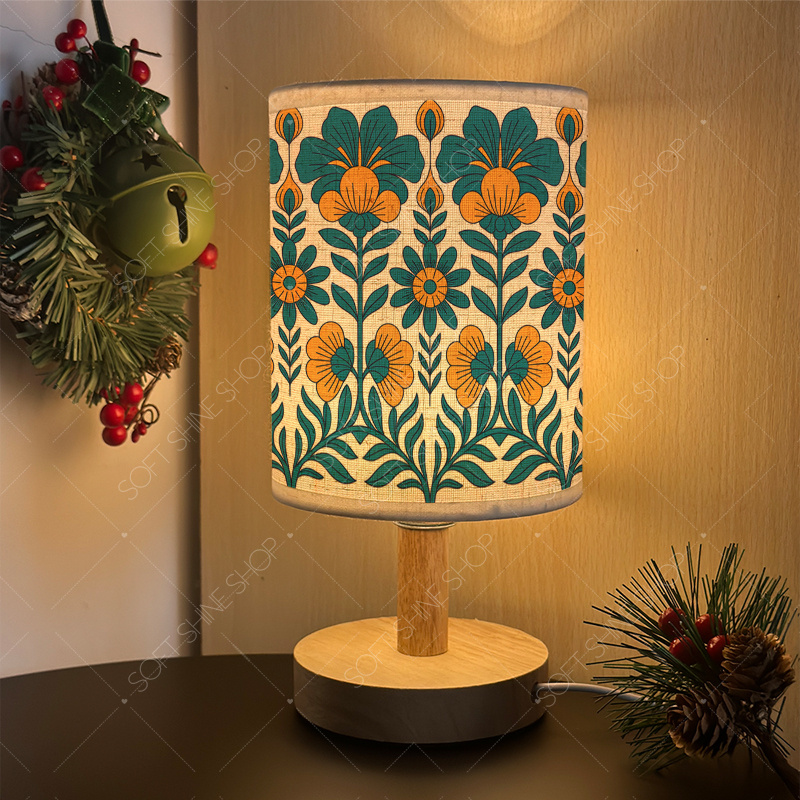 USB-Powered Print Table Lamp with Fabric Shade