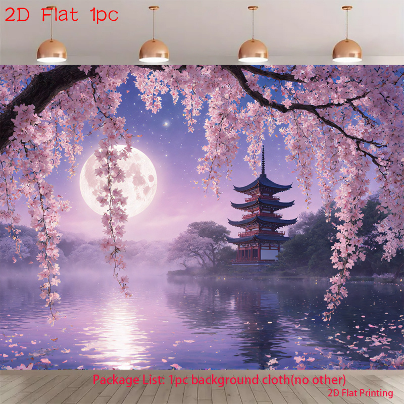 photo de l'article articles plats 2d, 1pc -   tranquilles illuminées par   pour une nuit  , impression uv - tissu de toile de fond de bannière, idéal pour la décoration de fête,   et lembellissement de   à coucher