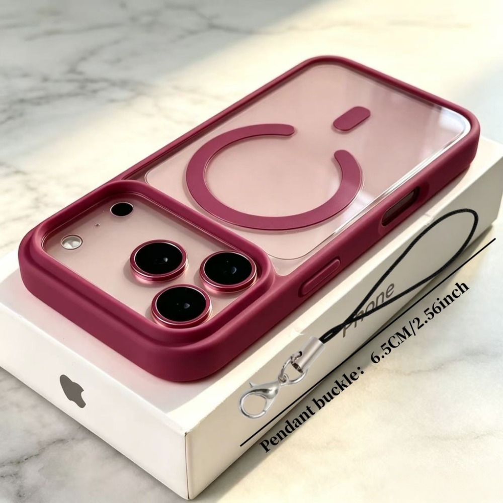TEMU Coque de téléphone : Lot : Coque de téléphone + pendentif à clip, étui magnétique à bords souples avec chargement fil, compatible avec iPhone 18