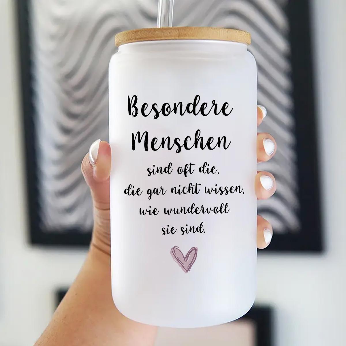E-shop Deutsche Freundschaftsgrußkarte - Die perfekte Glasbecher mit Strohhalm und Deckel als Geschenkauswahl für Geburtstage, Valentinstag und andere