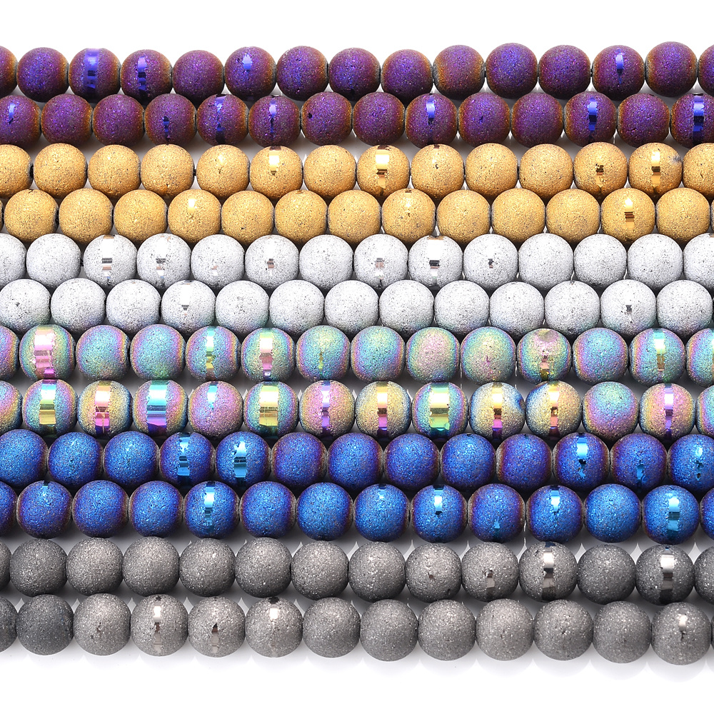 Electroplating Color Natural Stone Loose Spacer Beads