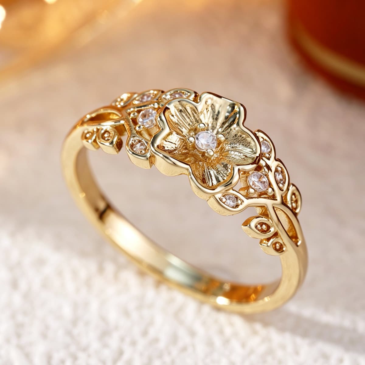 Unisex Lively Forest Style Copper Flower Ring