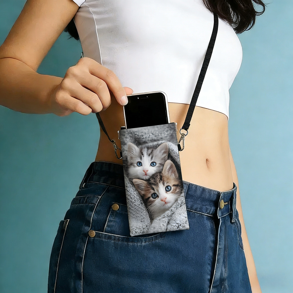 TEMU Sac bandoulière portable pour femmes avec motif chat , sangle réglable, fermeture automatique de qualité supérieure, léger, polyvalent,