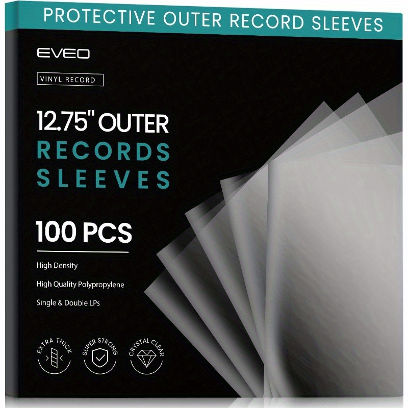 TEMU 100 Pochettes de Vinyle - Housses de Protection Transparentes pour Albums LP 12.75"X12.75" | Ajustement Parfait, Couche de Protection 3 Mil,