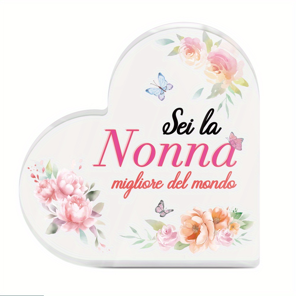 TEMU 2d Flat - [2d Flat] 3.94inch X 3.94inch, Putuo Decoration 1pc -shaped Acrylic Sign Table Decor, Grandma In The World, Home Cottage Living Room