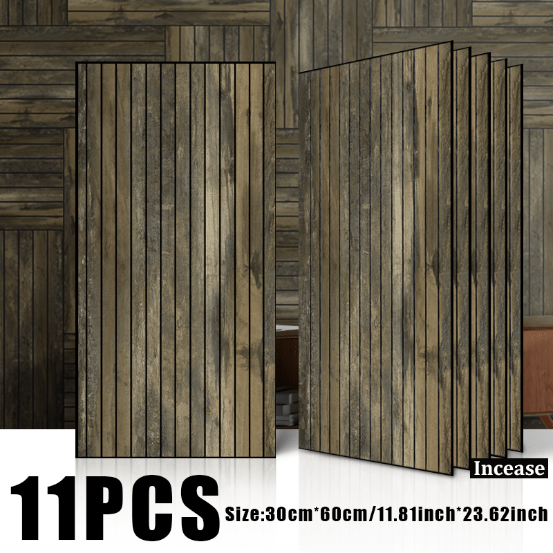 TEMU 30x60cm 3d Relief Wood Grain Grille Self-adhesive Wall Panel/sticker, Embossed 3d Texture Replicating Grille Feel, Thickened Cushioning Layer