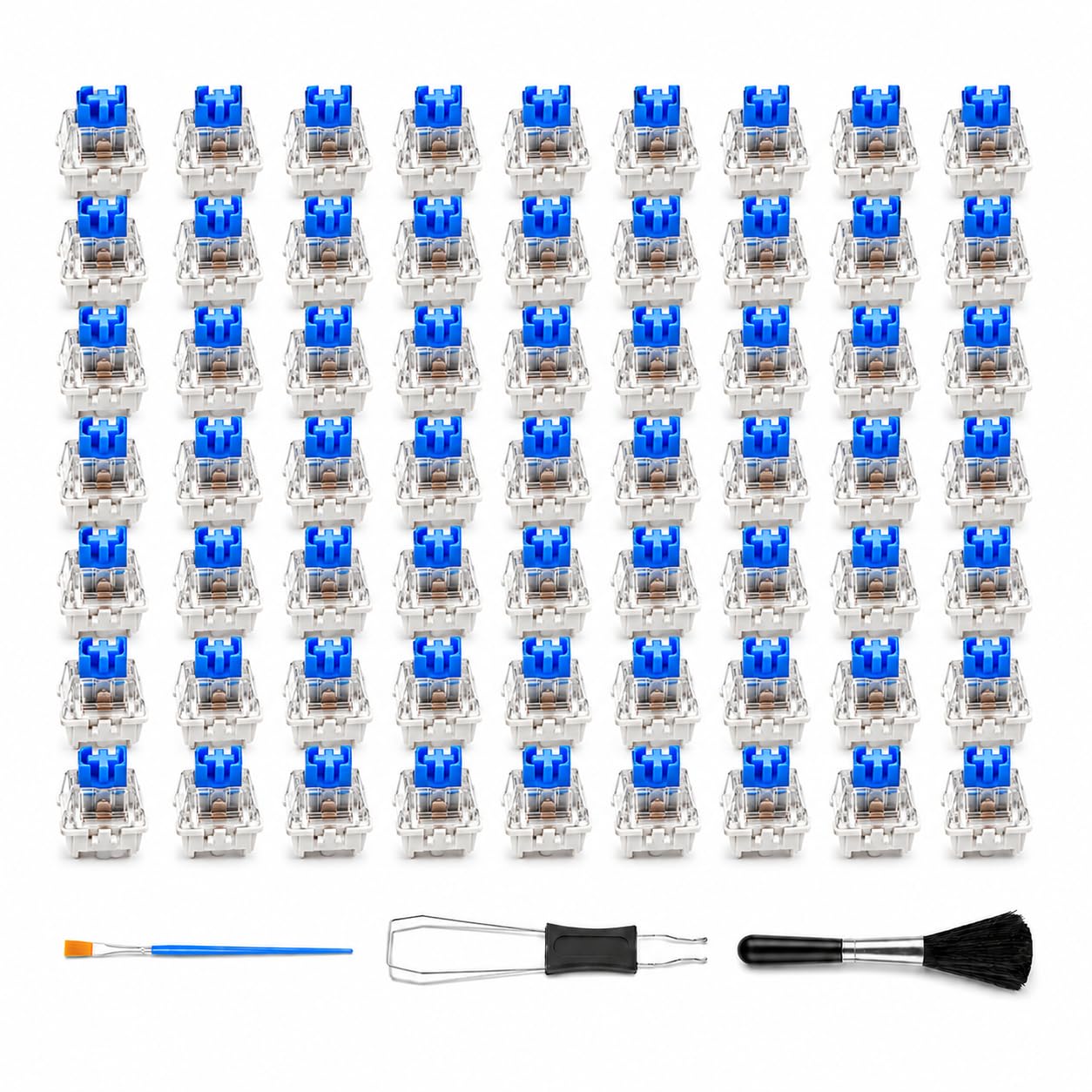 TEMU 60pcs Set Of Blue Mechanical Keyboard Switches, Suitable For 3d Printed Stress-relief Keycap Puller , 3-pin Clicky Tactile Switch Replacement