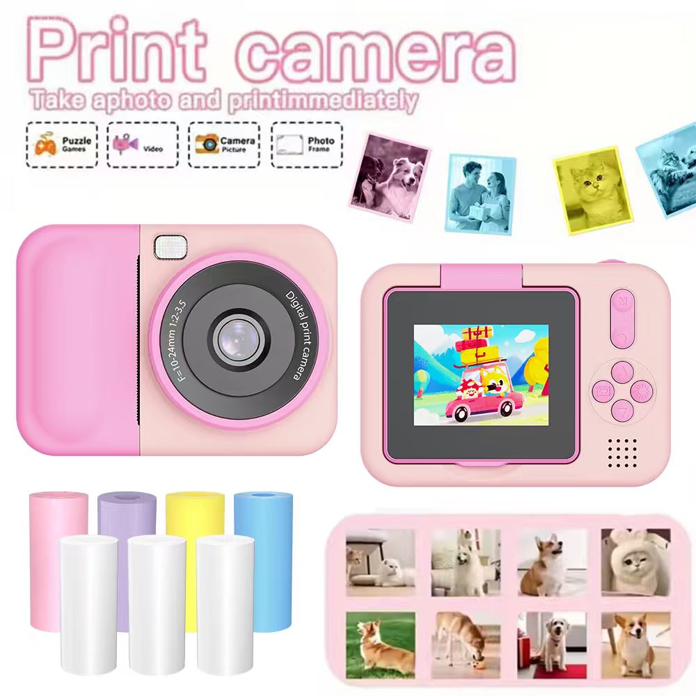 Image of Instant Print Camera: Portable Digital Camera With Instant Printing + 7 Rolls Of Photo Paper-a Gift That's Full Of Festive Spirit And For . An , Creative Gift For Christmas And Birthdays.