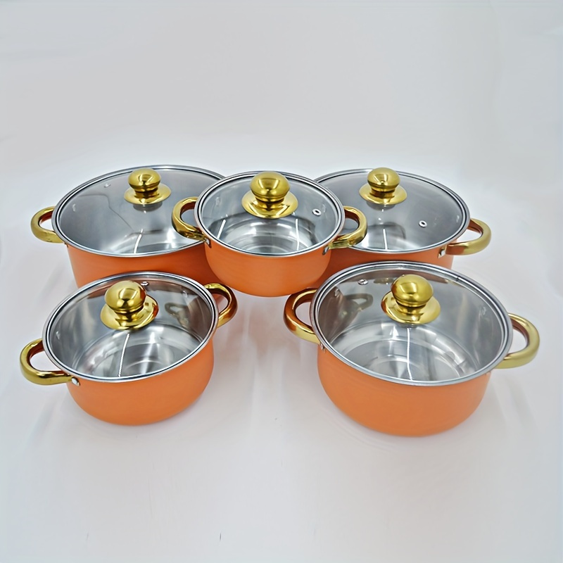 10pcs heavy duty cookware set non stick   metal pots pans and bowls for home dorm and camping dishwasher safe compatible with all stovetops details 14