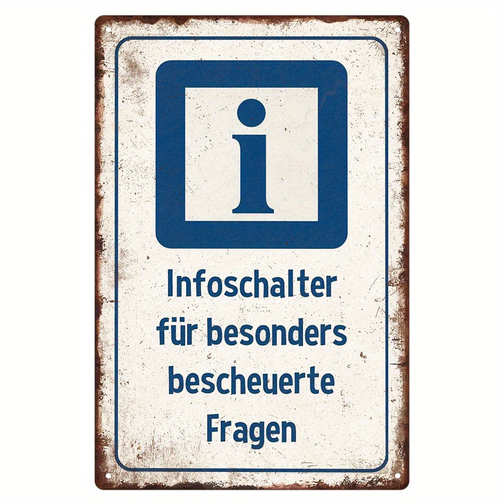 E-shop 2D Flach, Lustiges "Dumme Fragen Informationsschalter" Schild - 30x20cm Rustikale Vintage Bürodekoration mit Antik-Kanten - Lustiges