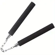 2pcs beginner training set with foam pads steel swivel chain safety practice for martial arts black universal nunchaku details 5