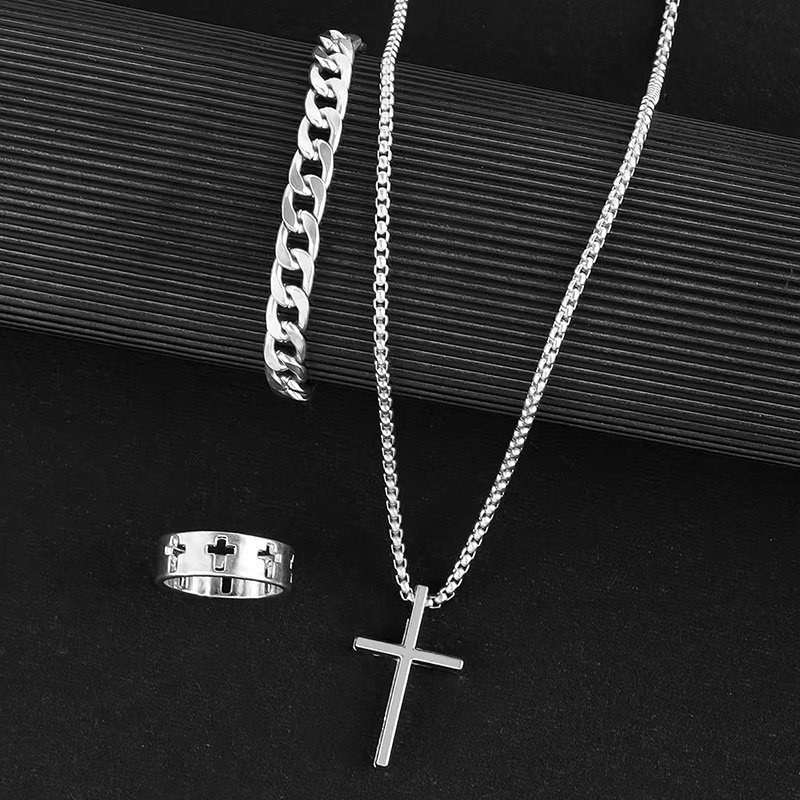3pcs   cross   personalized necklace bracelet ring party commemorative jewelry exquisite christmas birthday gift
