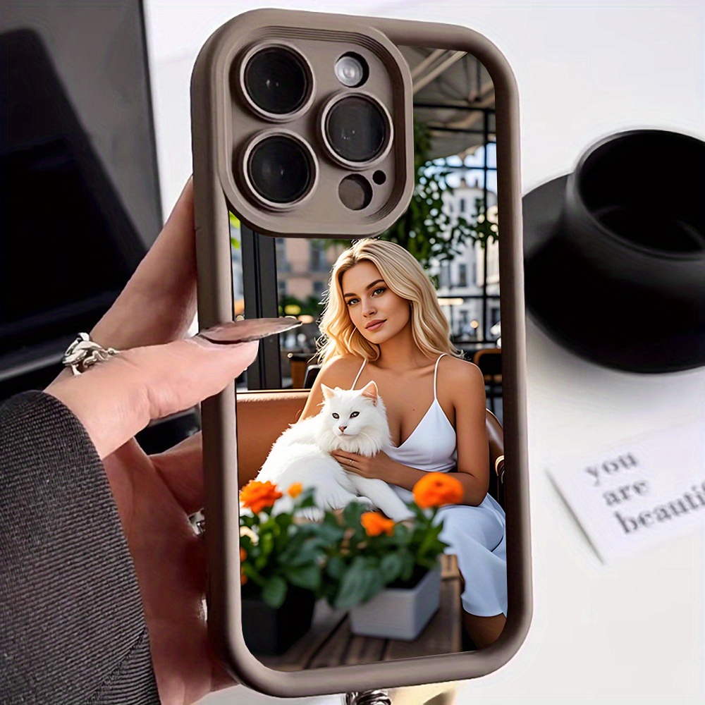 Custom Picture Phone Case with Sky Ladder Mirror Finish, High Definition, Black Soft Edge for iPhone 16/15/14/13/12/11/Plus/Pro/Pro Max Custom Cases, DIY Photo and Text Pattern, Personalized Birthday Gift for Family and Friends, Christmas Gift, Custom Photo Black Border TPU Protective Cover Suitable for Birthdays, Christmas, Valentine's Day