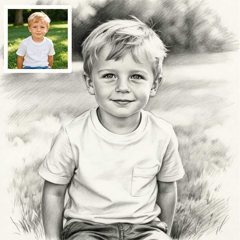 TEMU 2d Flat, 2d Flat Personalized Custom Character Portrait In Black And White Sketch Style Canvas Print Poster, Suitable For Friend Gatherings, Pet
