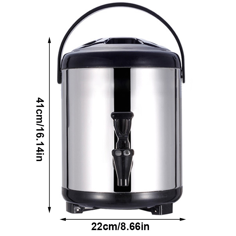 TEMU 8l Stainless Steel Insulated Tea Dispenser With Handle, Foldable Large Capacity Commercial Beverage Warmer And For Party Storage Beer Juice