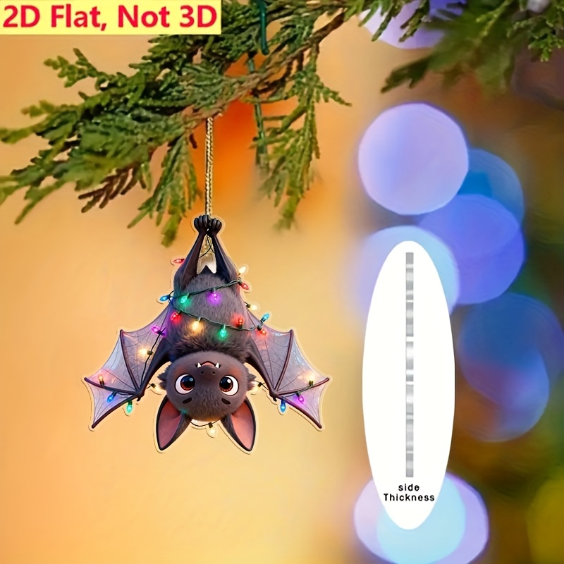 TEMU 2D Flach, . Niedlicher Weihnachts-Fledermaus--Anhänger, Acryl-Weihnachtsgeschenk für Heimdekoration, Außendekoration, Halloween-Dekoration,