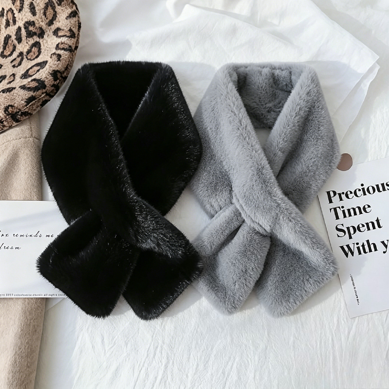 TEMU 2pcs Écharpes d'automne hiver chaudes pour femmes, élégantes, douces, écharpe croisée, anti-froid, multifonctionnelle, écharpe chaude