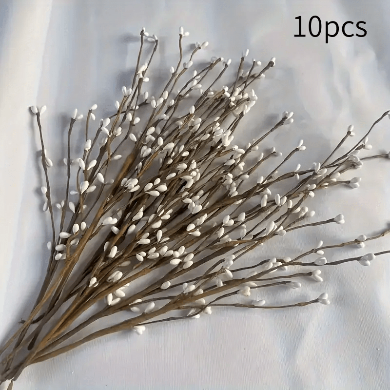 Image of 10pcs Realistic White Berry Stems With Plastic - Ideal For Round Wreaths, Easter Home Decor, Seasonal Tabletop Arrangements, Versatile Room Accents, Berry Stems For Crafts