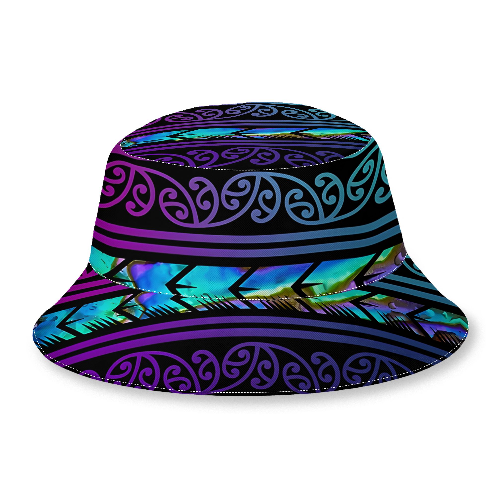 TEMU 2d Print Design Purple Maori New Zealand Fashion Outdoor Bucket Hat Unisex Outdoor Street