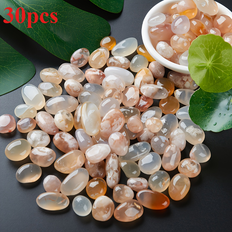 Image of 20pcs/30pcs Agate Stone - Polished Translucent Raindrop-shaped Pebbles, For Aquarium Decoration, Pastel And Earthy Tones, Plant Decor | | Earth- Stone