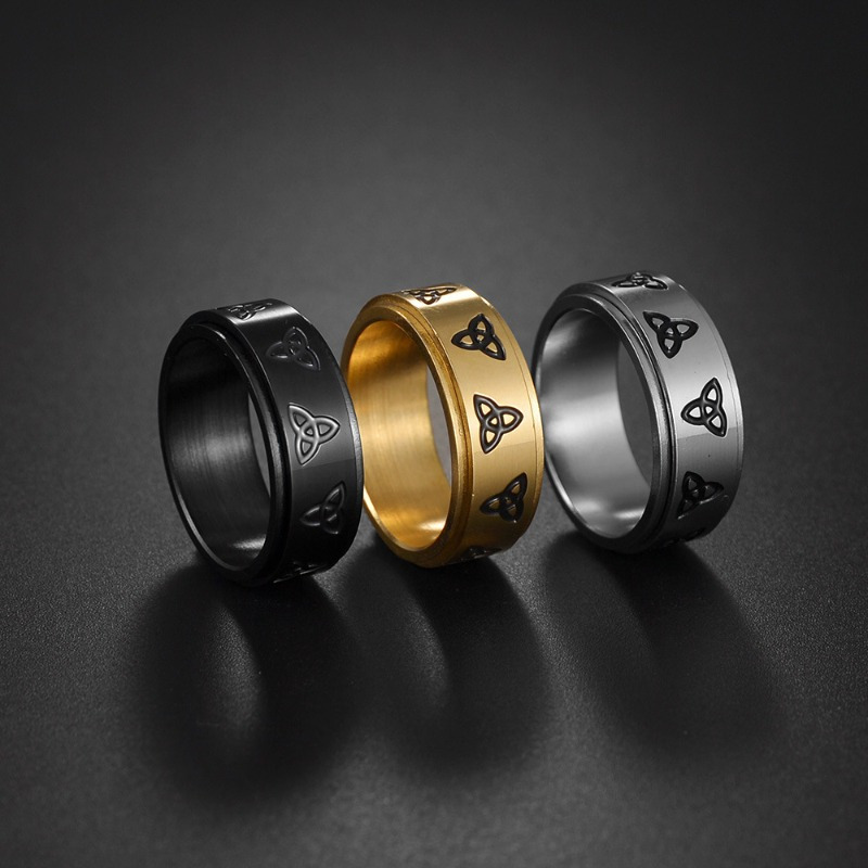 stylish titanium steel spinner ring with triangular   unisex rotating stress relieving ideal for casual attire gifting on valentines easter st patricks day vacation accessory rotating ring durable construction without battery Product details 0