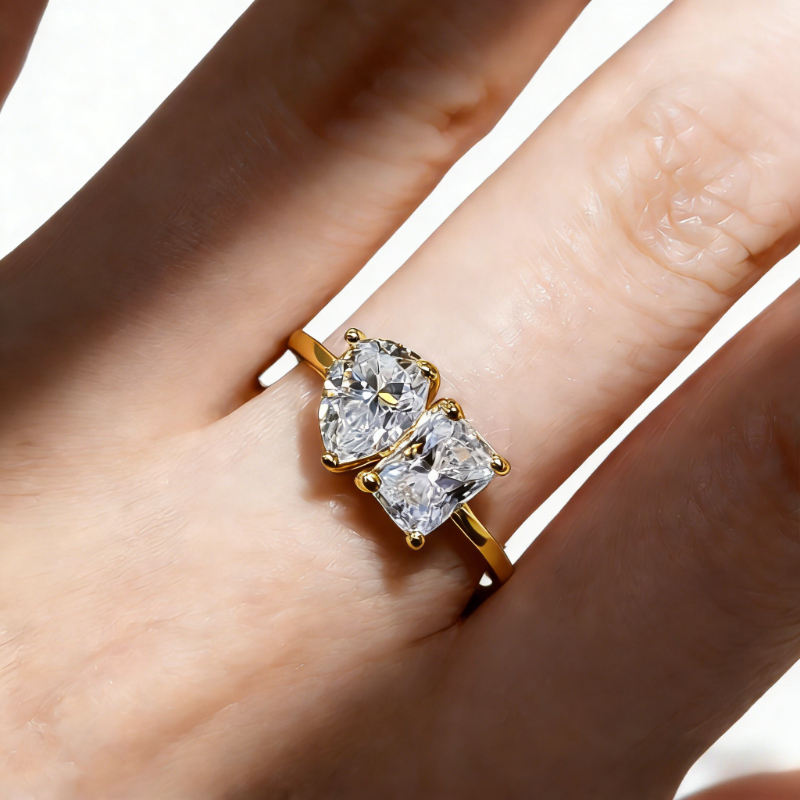 Women's 2 Carat Moissanite Double Stone Wedding Eternity Ring