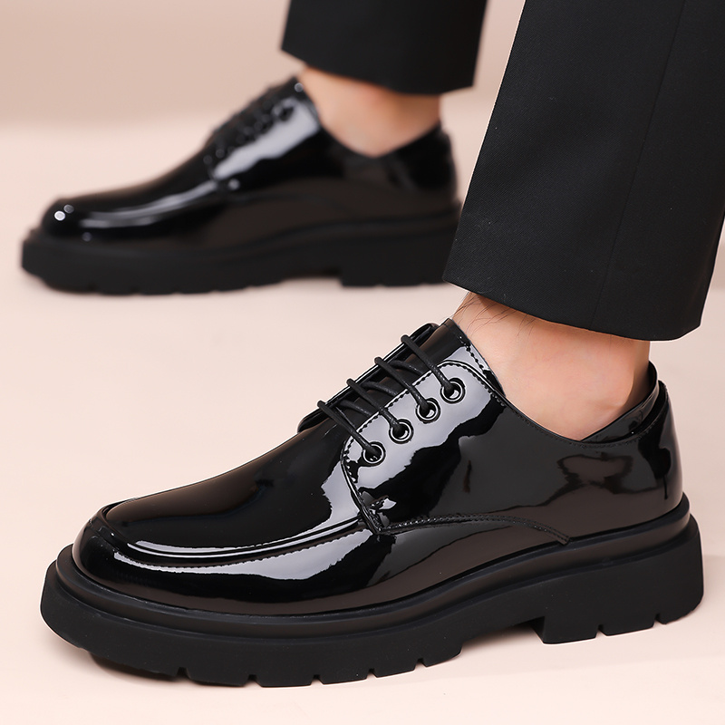 Casual Shoes Shiny Black Shoes Men 1pc Mens Glossy Patent