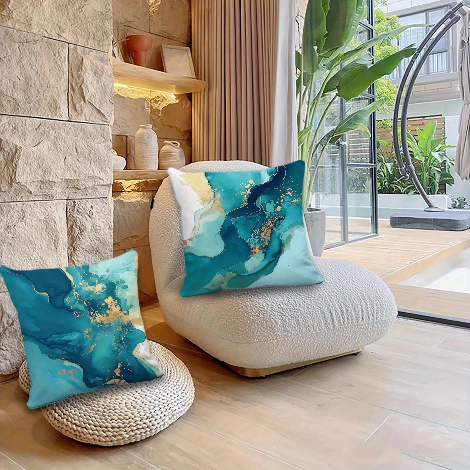 Art Deco Turquoise Blue Decorative Pillows Abstract Blue Turquoise