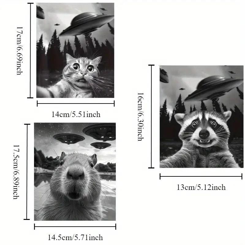 TEMU 3pcs Funny Heat Transfer Stickers - Raccoon, Cat & Capybara With & Pine Trees Design, Vinyl Iron-on Applique Patches For T-shirts, Sweatshirts,