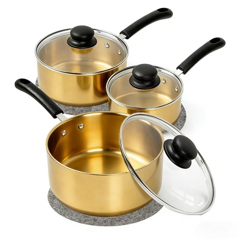 Juego de 3 piezas de ollas para salsa antiadherentes con divisor de plato de fieltro | Adecuado para revestimiento de cerámica con tapa, juego de sartén pequeña con mango aislante, olla de inducción, cuenco grueso de fieltro y almohadilla divisora absorbente para platos - Imagen 8