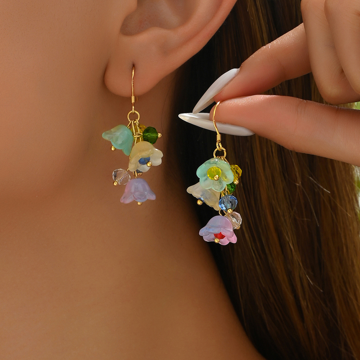 TEMU 2 piezas de aretes florales pastorales, aretes de perno de de los coloridos tejidos a de , adecuados para fiestas, Día de San Valentín, uso