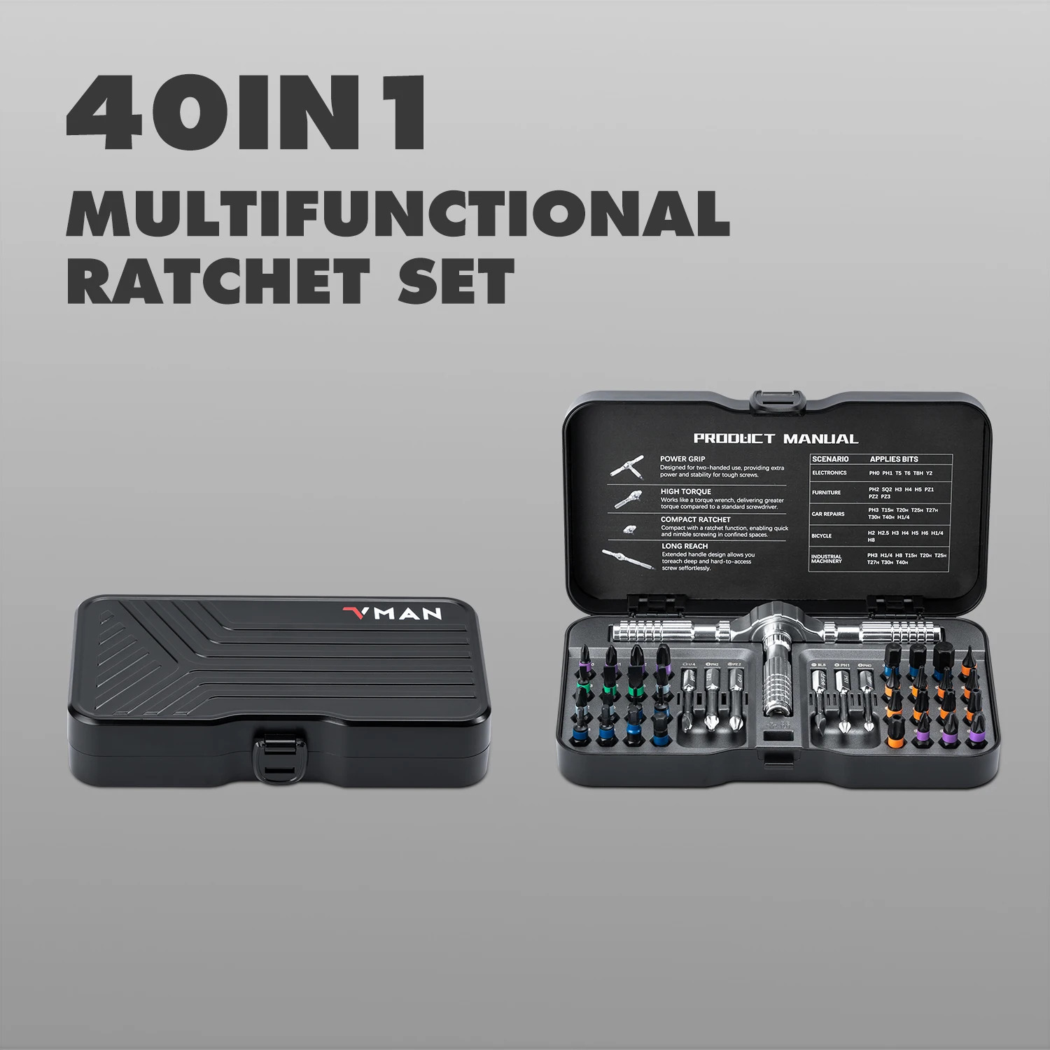 40 en 1, juego de destornilladores de rascador multifuncionales, bits magnéticos multiusos, mini kit de herramientas de reparación, herramientas domésticas para PC e for iphone, etc.